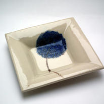 Small blue allium square dish