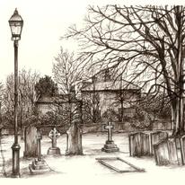 Adel St John church Leeds Churchyard and vicarage