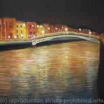 Ha'Penny Bridge by night, Dublin