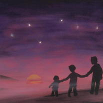 Children watching sunset