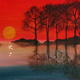Sunset Over Lake | | | Acrylics inlaid with mirror pieces to reflect light Sunset Over Lake