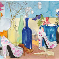 sparkly shoes still life