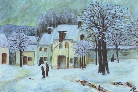 Village Under Snow