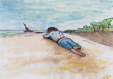 Boy looking at the Sea