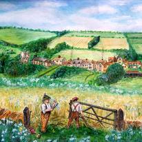 Haymaking in the Cotswolds. 1900.
