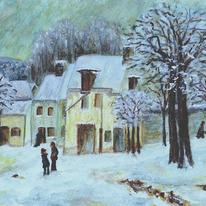 Village Under Snow
