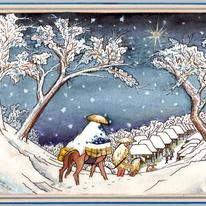 Travellers Approach a Village in Snow