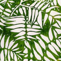 green linocut leaves