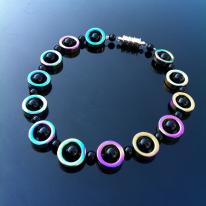 Rainbow hematite& onyx bracelet