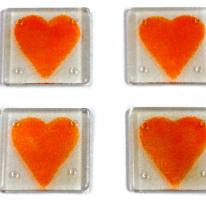 Coloured Glass Heart Coasters