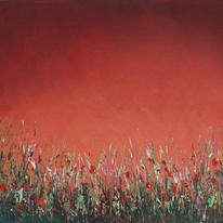 Sunset Over The Poppy Field