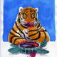 Tiger tasting turtle | | 21 x 30cm | Gouache / paper Tiger tasting turtle