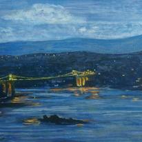 Menai Bridge-light on water