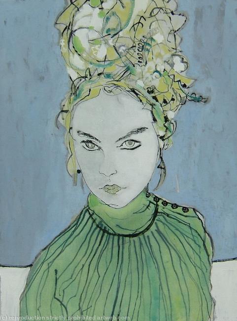 Girl in green Oil on Linen 55x75cm