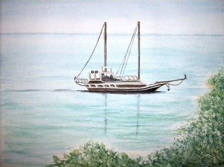 Boat in Valtos Bay,Parga,Greece