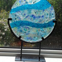 Ocean Waves Fused Glass Sculpture