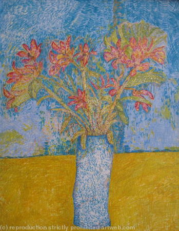 Blue Vase on Yellow Cloth