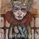 The Hostess | £75 | | Pen, Ink, Graphite, Acrylic, Gold Leaf on Canvas The Hostess