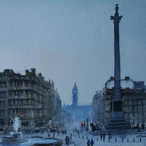 hidden Trafalgar Square, London.