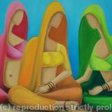 Blue Gathering - oil on canvas painting