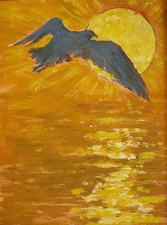 gull against the sun
