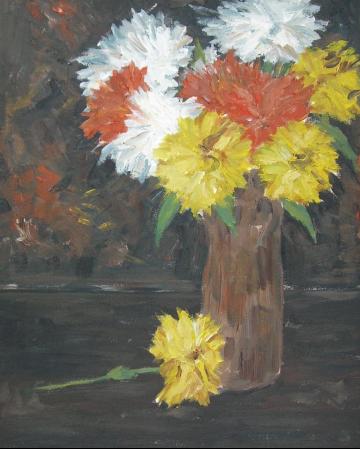 vase of crysanthemums