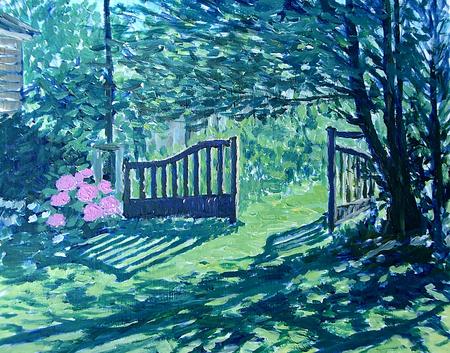 gate in sunlight, moulin de larche