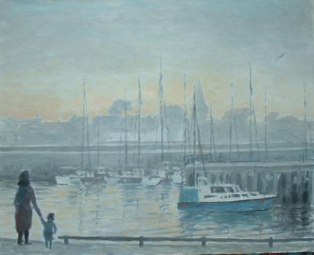 anstruther harbour, misty morning