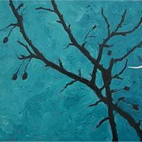 nocturne: black branch against the moon I