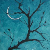 nocturne: black branch against the moon II