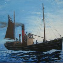 steam drifter at sea