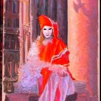 cat woman with bird shadow, venice carnival