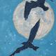 2 gulls against full moon