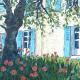 garden with turquoise…