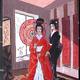 two geishas in red room