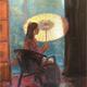 geisha in cane chair