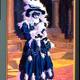masked figure with feathered…