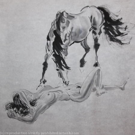 horse and female body