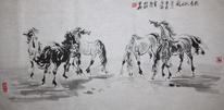 7 horses by the stream