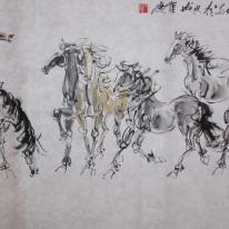 8 horses standing together