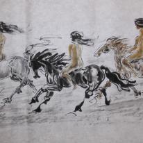 three females riding on horses