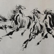 8 horses heading towards west 