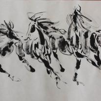 8 horses heading towards east