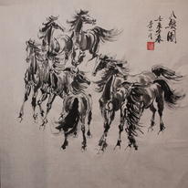 8 horses group together 