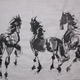 three horses walking… | £78 | | water and ink on Chinese rice paper three horses walking…