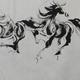 8 black horses in ballet | £325 | | water and ink on chinese rice paper 8 black horses in ballet