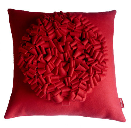 red on red looped cushion