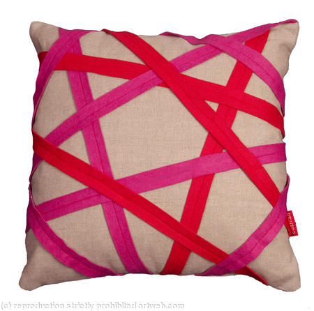 pink and red binding cushion
