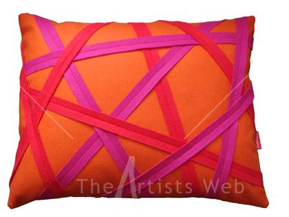 pink red and orange binding cushion