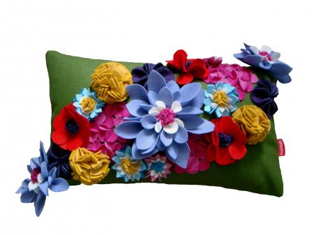 green backed flower cushion